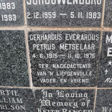 METSELAAR Gerhardus Everardus Petrus 1915-1975