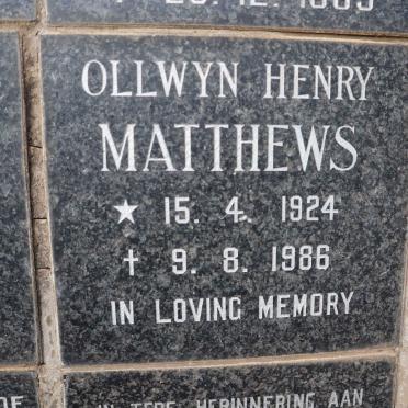 MATTHEWS Ollwyn Henry 1924-1986
