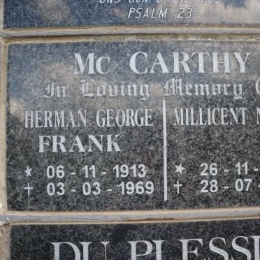 MCCARTHY Herman George Frank 1913-1969 &amp; Millicent Nellie 1917-2004