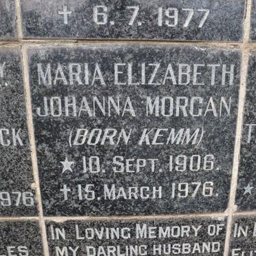 MORGAN Maria Elizabeth Johanna nee KEMM 1906-1976