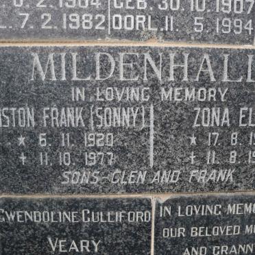 MILDENHALL Winston Frank 1920-1977 &amp; Zona Elma 1922-1995