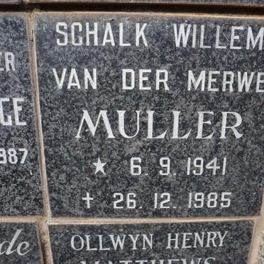 MULLER Schalk Willem van der Merwe 1941-1985