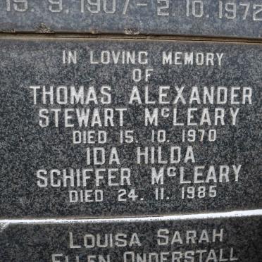 McLEARY Thomas Alexander Stewart -1970 &amp; Ida Hilda Schiffer -1985