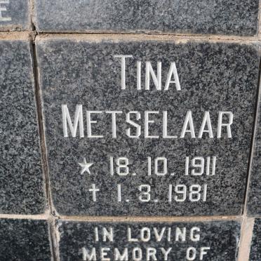 METSELAAR Tina 1911-1981