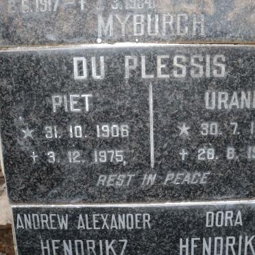 PLESSIS Piet, du 1906-1975 &amp; Urani 1907-1983