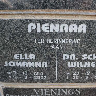 PIENAAR Schalk Wilhelm 1917-2008 &amp; Ella Johanna 1914-2002