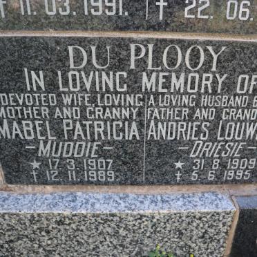PLOOY Andries Louwrens, du 1909-1995 &amp; Mabel Patricia 1907-1989