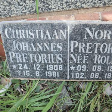 PRETORIUS Christiaan Johannes 1908-1981 &amp; Nora ROLLER 1915-1999