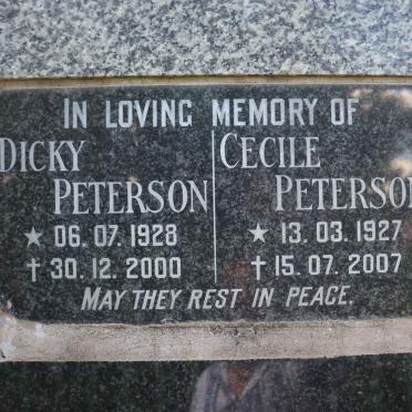 PETERSON Dicky 1928-2000 &amp; Cecile 1927-2007