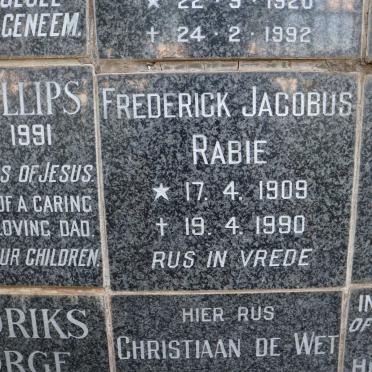 RABIE Frederick Jacobus 1909-1990