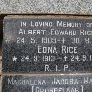 RICE Albert Edward 1909-1974 &amp; Edna 1913-1988