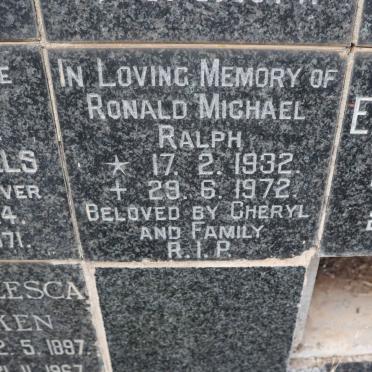 RALPH Ronald Michael 1932-1972