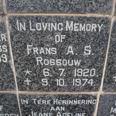 ROSSOUW Frans A.S. 1920-1974