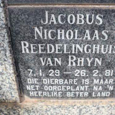 RHYN Jacobus Nicholaas Reedelinghuis, van 1929-1981