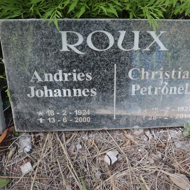 ROUX Andries Johannes 1924-2000 &amp; Christiana Petronella 1927-2014