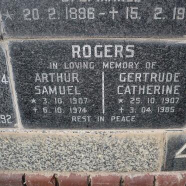 ROGERS Arthur Samuel 1907-1974 &amp; Gertrude Catherine 1907-1985
