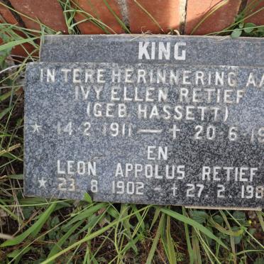 RETIEF Leon Appolus 1902-1987 &amp; Ivy Ellen HASSETT 1911-1980