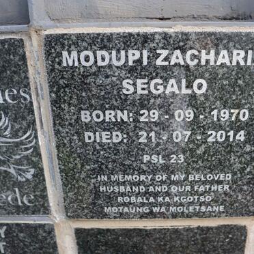 SEGALO Modupi Zacharia 1970-2014