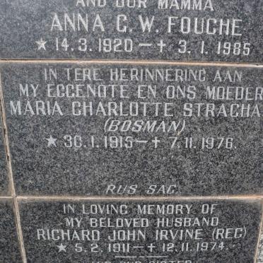 STRACHAN Maria Charlotte nee BOSMAN 1915-1976
