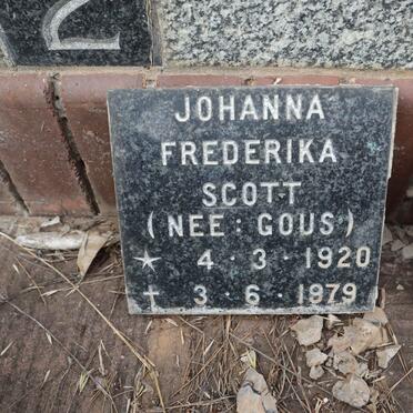 SCOTT Johanna Frederika nee GOUS 1920-1979