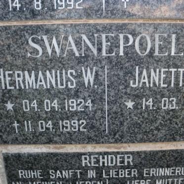 SWANEPOEL Hermanus W. 1924-1992 &amp; Janett G. 1931-
