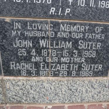 SUTER John William 1878-1969 &amp; Rachel Elizabeth 18?8-1969