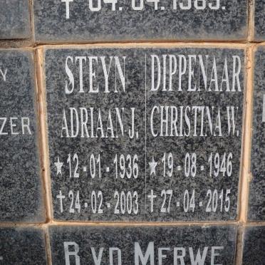 STEYN Adriaan J. 1936-2003 :: DIPPENAAR Christina W. 1946-2015