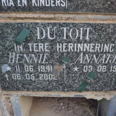 TOIT Hennie, du 1941-2002 &amp; Annatjie 1942-