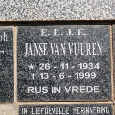VUUREN E.L.J.E., Janse van 1934-1999