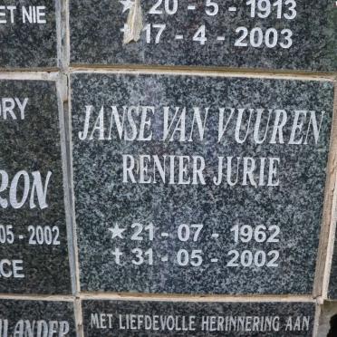 VUUREN Renier Jurie, Janse van 1962-2002