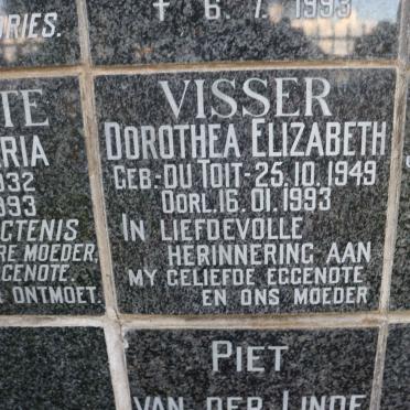 VISSER Dorothea Elizabeth nee DU TOIT 1949-1993