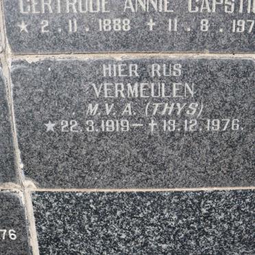 VERMEULEN M.V.A. 1919-1976