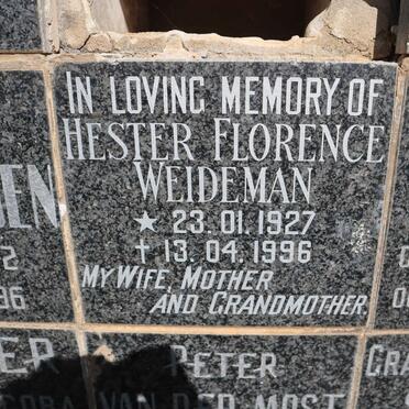 WEIDEMAN Hester Florence 1927-1996