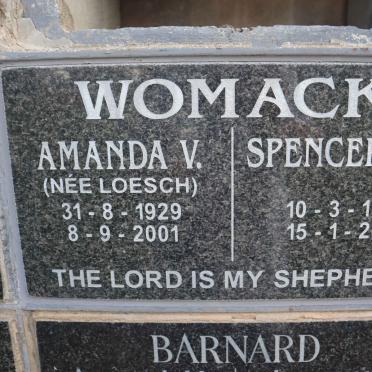 WOMACK Spencer A.B. 1928-2013 &amp; Amanda V. LOESCH 1929-2001