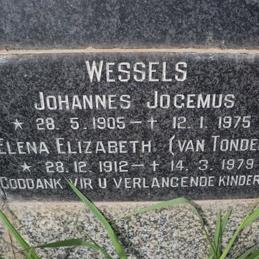 WESSELS Johannes Jogemus 1905-1975 &amp; Elena Elizabeth VAN TONDER 1912-1979