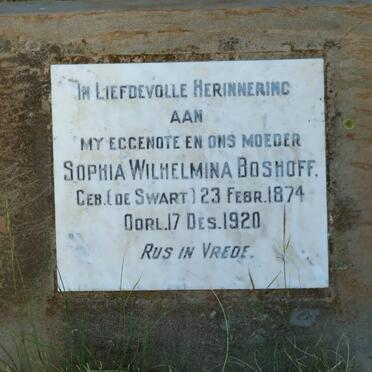 BOSHOFF Sophia Wilhelmina nee DE SWART 1874-1920