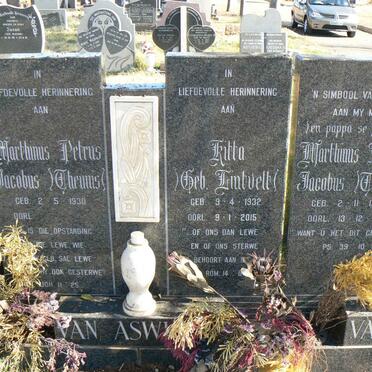 ASWEGEN Marthinus Petrus Jacobus, van 1930- &amp; Kitta LINTVELT 1932-2015