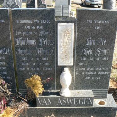 ASWEGEN Marthinus Petrus Jacobus, van 1964-1991 &amp; Henriette SMIT 1966-