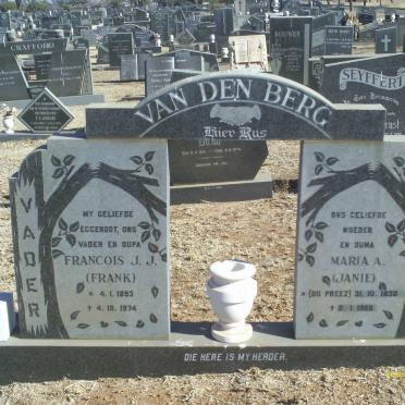 BERG Francois J.J., van den 1893-1974 &amp; Maria A. DU PREEZ 1898-1986