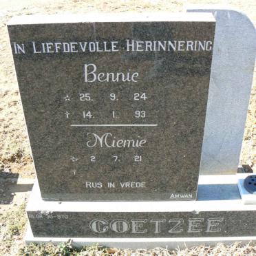 COETZEE Bennie 1924-1993 &amp; Miemie 1921-