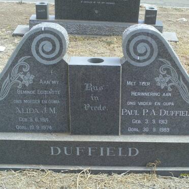 DUFFIELD Paul P.A. 1913-1989 &amp; Alida J.M. 1914-1974