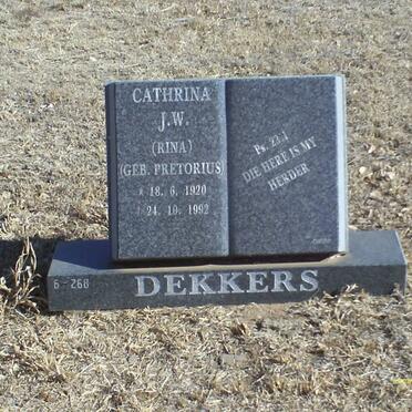 DEKKERS Cathrina J.W. nee PRETORIUS 1920-1992