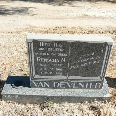 DEVENTER Renscha M., van nee HERBST 1916-1990