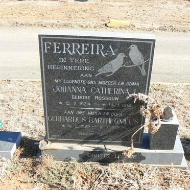 FERREIRA Gerhardus Barthlomeus 1922-200? &amp; Johanna Catherina L. ROSSOUW 1924-1991