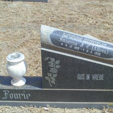 FOURIE Daniel J. 1919-1977 &amp; Susanna J.C. ALLERS 1919-1999          