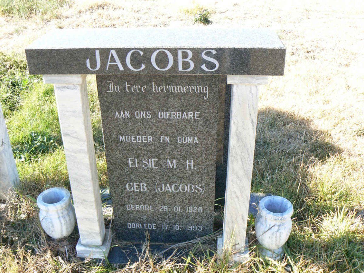 JACOBS Elsie M.H. nee JACOBS 1920-1993