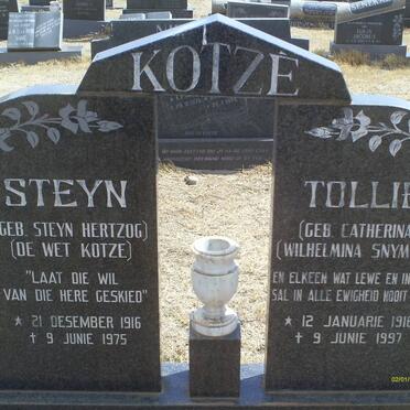 KOTZE Steyn Hertzog De Wet 1916-1975 &amp; Catherina Wilhelmina SNYMAN 1916-1997