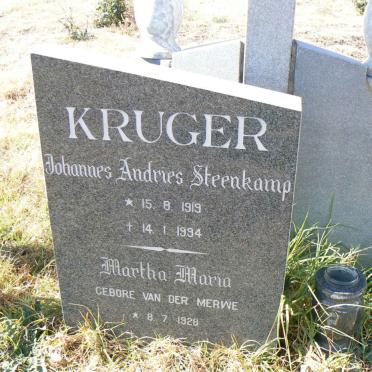KRUGER Johannes Andries Steenkamp 1919-1994 &amp; Martha Maria VAN DER MERWE 1928-