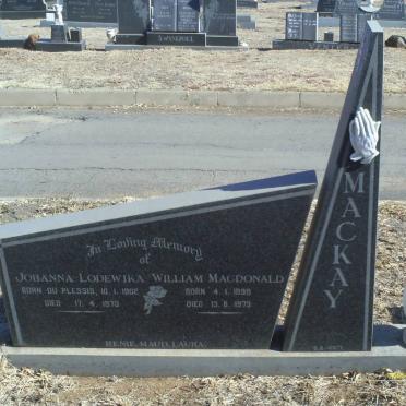MACKAY William Macdonald 1899-1973 &amp; Johanna Lodewika DU PLESSIS 1902-1973