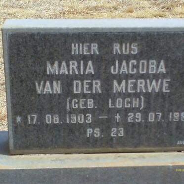 MERWE Maria Jacoba, van der nee LOCH 1903-1982